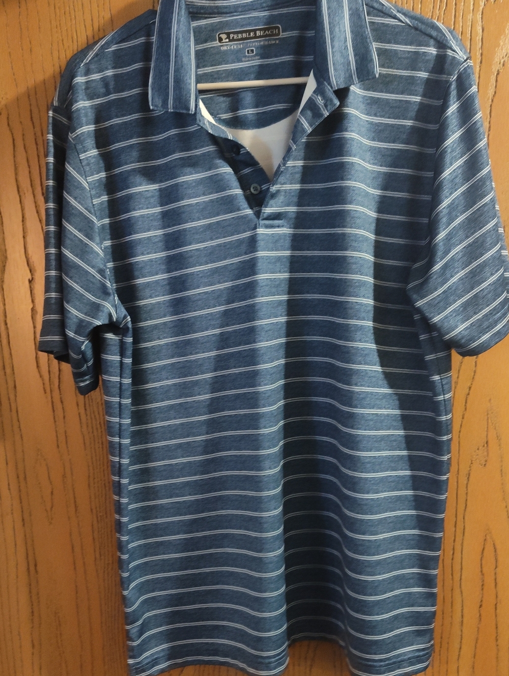 Pebble Beach Men's Golf Polo Navy Blue Horizontal Stripe
